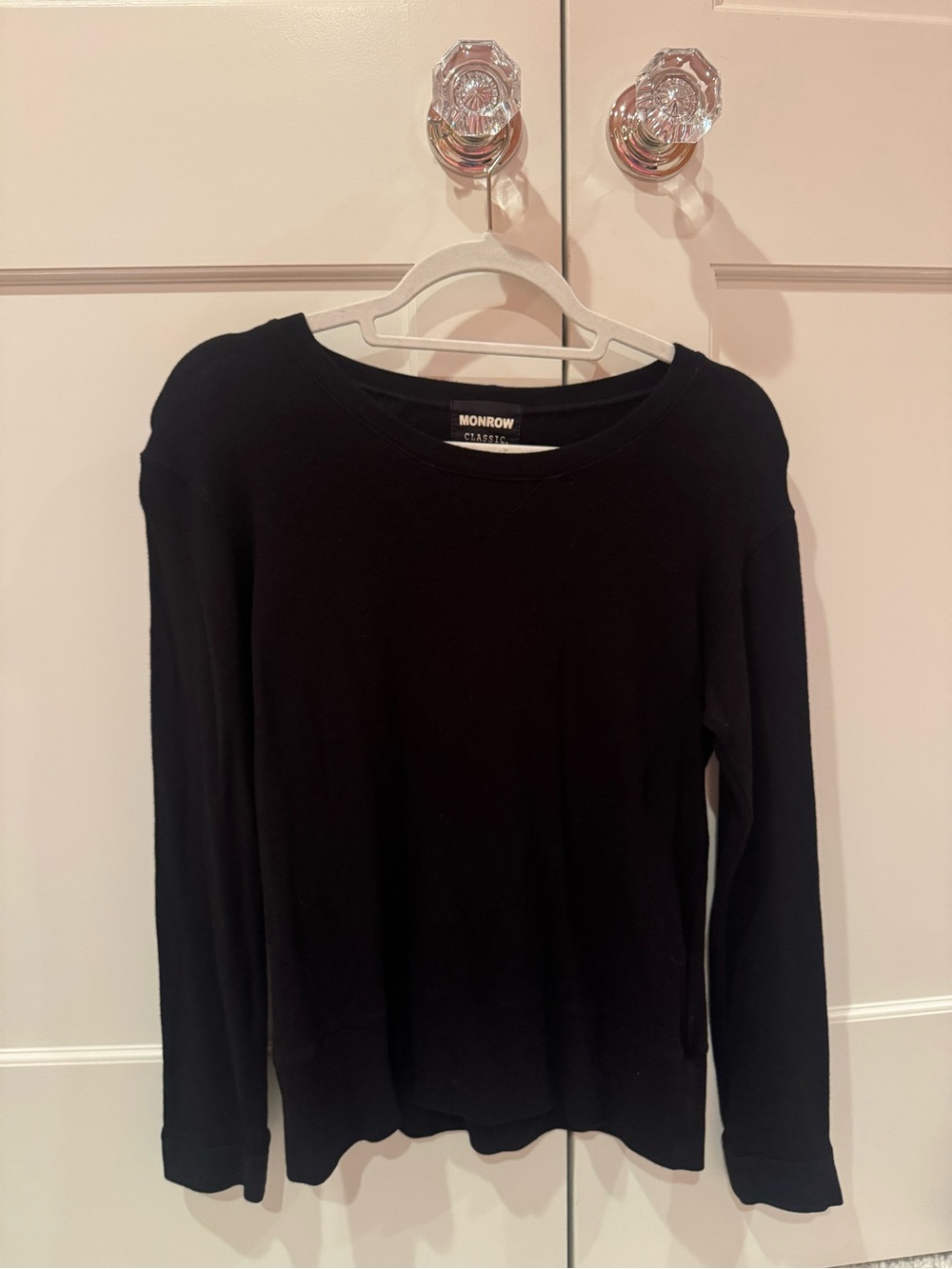 Monrow Black Long-Sleeve Crewneck Tee